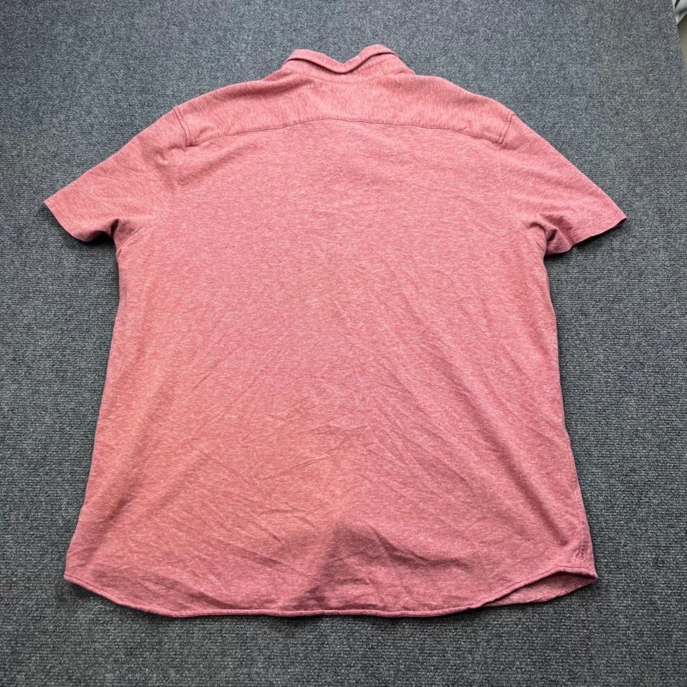 Banana Republic Cotton Linen Stretch Heather Red Short Sleeve Button Down Shirt